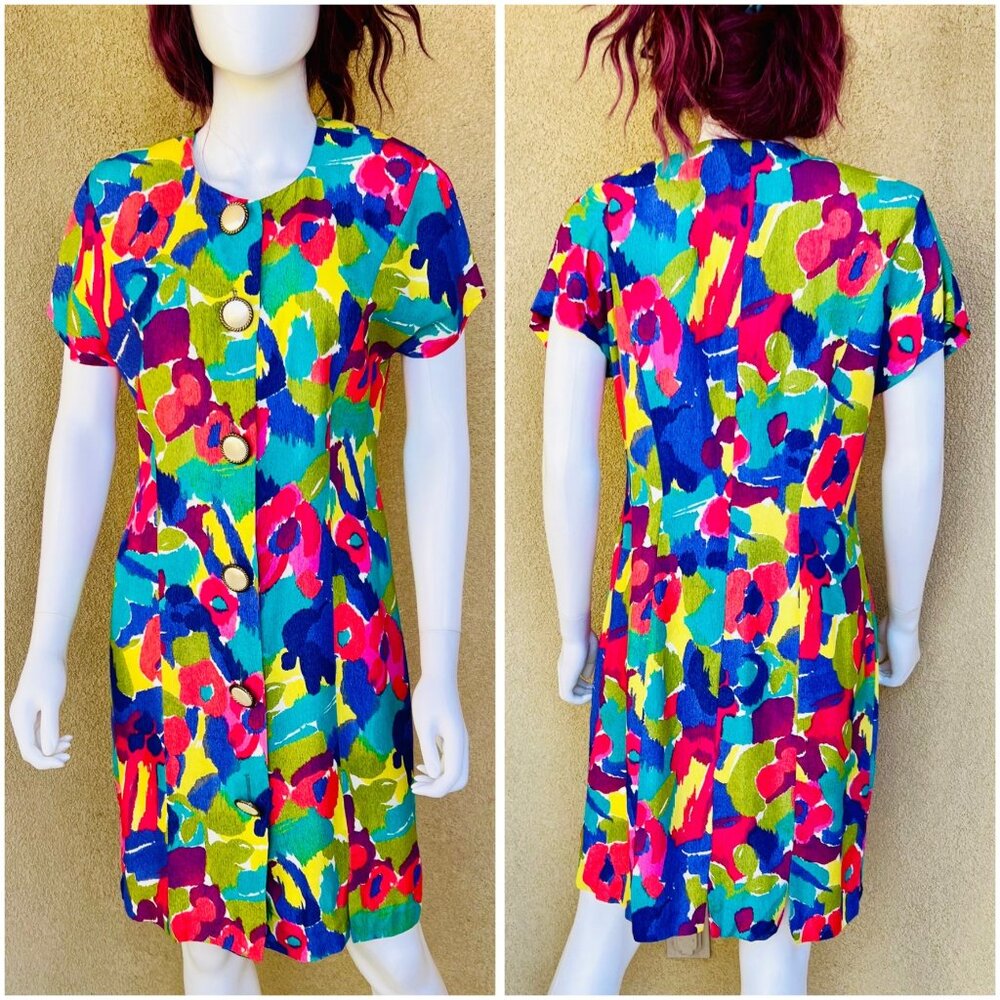 Fran Drescher The Nanny Vibrant 80s Floral Shift Dress